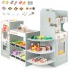 imageINFANS Kids Grocery Store Playset Wooden Supermarket Toy Set with Cash Register Vending Machine Play Food Accessories Blackboard Pretend Play Store Gift for Toddler Boys Girls Gray375 x 24 x 325