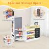 imageINFANS Kids Grocery Store Playset Wooden Supermarket Toy Set with Cash Register Vending Machine Play Food Accessories Blackboard Pretend Play Store Gift for Toddler Boys Girls Gray35 x 225 x 345