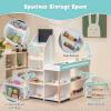 imageINFANS Kids Grocery Store Playset Wooden Supermarket Toy Set with Cash Register Vending Machine Play Food Accessories Blackboard Pretend Play Store Gift for Toddler Boys Girls Gray40 x 24 x 43