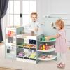 imageINFANS Kids Grocery Store Playset Wooden Supermarket Toy Set with Cash Register Vending Machine Play Food Accessories Blackboard Pretend Play Store Gift for Toddler Boys Girls Gray375 x 24 x 325