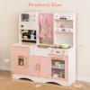 imageINFANS Kids Kitchen Playset Cooking Toy Kitchen Set with Coffee Machine Stove Removable Sink Microwave Storage Cabinet Simulation Wooden Play Kitchen for Toddler Boys GirlsPink