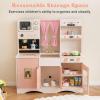 imageINFANS Kids Kitchen Playset Cooking Toy Kitchen Set with Coffee Machine Stove Removable Sink Microwave Storage Cabinet Simulation Wooden Play Kitchen for Toddler Boys GirlsPink