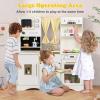 imageINFANS Kids Kitchen Playset Cooking Toy Kitchen Set with Coffee Machine Stove Removable Sink Microwave Storage Cabinet Simulation Wooden Play Kitchen for Toddler Boys GirlsBeige