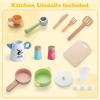 imageINFANS Kids Kitchen Playset Cooking Toy Kitchen Set with Coffee Machine Stove Removable Sink Microwave Storage Cabinet Simulation Wooden Play Kitchen for Toddler Boys GirlsBeige