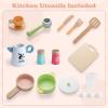 imageINFANS Kids Kitchen Playset Cooking Toy Kitchen Set with Coffee Machine Stove Removable Sink Microwave Storage Cabinet Simulation Wooden Play Kitchen for Toddler Boys GirlsPink