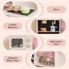 imageINFANS Kids Kitchen Playset Cooking Toy Kitchen Set with Coffee Machine Stove Removable Sink Microwave Storage Cabinet Simulation Wooden Play Kitchen for Toddler Boys GirlsPink