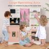 imageINFANS Kids Kitchen Playset Cooking Toy Kitchen Set with Coffee Machine Stove Removable Sink Microwave Storage Cabinet Simulation Wooden Play Kitchen for Toddler Boys GirlsPink