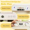 imageINFANS Kids Kitchen Playset Cooking Toy Kitchen Set with Coffee Machine Stove Removable Sink Microwave Storage Cabinet Simulation Wooden Play Kitchen for Toddler Boys GirlsBeige