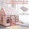 imageINFANS Kids Play Tent with Washable Mat Star Light Windows AntiTrip Large Playhouse Toys for Children Boys Girls Indoor Outdoor Princess Tents Castle for Toddlers BeigePink