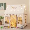 imageINFANS Kids Play Tent with Washable Mat Star Light Windows AntiTrip Large Playhouse Toys for Children Boys Girls Indoor Outdoor Princess Tents Castle for Toddlers BeigeBeige