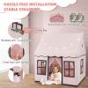 imageINFANS Kids Play Tent with Washable Mat Star Light Windows AntiTrip Large Playhouse Toys for Children Boys Girls Indoor Outdoor Princess Tents Castle for Toddlers BeigePink