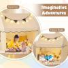 imageINFANS Kids Play Tent with Washable Mat Star Light Windows AntiTrip Large Playhouse Toys for Children Boys Girls Indoor Outdoor Princess Tents Castle for Toddlers BeigeBlack Wide Door