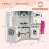 imageINFANS Play Kitchen for Kids 2Piece Fridge Refrigerator Playset Combination with Electronic Interactive Alphabet Wall Chart Coffee Machine Stove Microwave Toddler Wooden Pretend Cooking Set GiftCorner Grey
