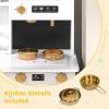 imageINFANS Play Kitchen for Kids 2Piece Fridge Refrigerator Playset Combination with Electronic Interactive Alphabet Wall Chart Coffee Machine Stove Microwave Toddler Wooden Pretend Cooking Set GiftSeparated Click and Learn