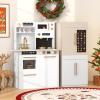 imageINFANS Play Kitchen for Kids 2Piece Fridge Refrigerator Playset Combination with Electronic Interactive Alphabet Wall Chart Coffee Machine Stove Microwave Toddler Wooden Pretend Cooking Set GiftSeparated Click and Learn