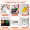 imageINFANS Play Kitchen for Kids 2Piece Fridge Refrigerator Playset Combination with Electronic Interactive Alphabet Wall Chart Coffee Machine Stove Microwave Toddler Wooden Pretend Cooking Set GiftCorner Grey