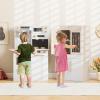 imageINFANS Play Kitchen for Kids 2Piece Fridge Refrigerator Playset Combination with Electronic Interactive Alphabet Wall Chart Coffee Machine Stove Microwave Toddler Wooden Pretend Cooking Set GiftSeparated Click and Learn