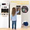 imageINFANS Play Kitchen for Kids 2Piece Fridge Refrigerator Playset Combination with Electronic Interactive Alphabet Wall Chart Coffee Machine Stove Microwave Toddler Wooden Pretend Cooking Set GiftSeparated Click and Learn