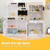 imageINFANS Play Kitchen for Kids 2Piece Fridge Refrigerator Playset Combination with Electronic Interactive Alphabet Wall Chart Coffee Machine Stove Microwave Toddler Wooden Pretend Cooking Set GiftSeparated Click and Learn