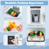 imageINFANS Play Kitchen for Kids 2Piece Fridge Refrigerator Playset Combination with Electronic Interactive Alphabet Wall Chart Coffee Machine Stove Microwave Toddler Wooden Pretend Cooking Set GiftSeparated White