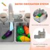 imageINFANS Play Kitchen for Kids 2Piece Fridge Refrigerator Playset Combination with Electronic Interactive Alphabet Wall Chart Coffee Machine Stove Microwave Toddler Wooden Pretend Cooking Set GiftCorner Grey