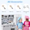 imageINFANS Play Kitchen for Kids Wooden Kids Play Kitchen Playset with Realistic Light ampamp Sounds Pots Pan Microwave Sink Children Pretend Cooking Toy Set Gift for Toddler Boys Girls Ages 3Grey