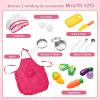 imageINFANS Play Kitchen for Kids Wooden Kids Play Kitchen Playset with Realistic Light ampamp Sounds Pots Pan Microwave Sink Children Pretend Cooking Toy Set Gift for Toddler Boys Girls Ages 3Pink
