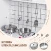 imageINFANS Play Kitchen for Kids Wooden Kids Play Kitchen Playset with Realistic Light ampamp Sounds Pots Pan Microwave Sink Children Pretend Cooking Toy Set Gift for Toddler Boys Girls Ages 3White