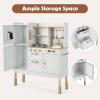 imageINFANS Play Kitchen for Kids Wooden Kids Play Kitchen Playset with Realistic Light ampamp Sounds Pots Pan Microwave Sink Children Pretend Cooking Toy Set Gift for Toddler Boys Girls Ages 3Creamy White