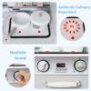 imageINFANS Play Kitchen for Kids Wooden Kids Play Kitchen Playset with Realistic Light ampamp Sounds Pots Pan Microwave Sink Children Pretend Cooking Toy Set Gift for Toddler Boys Girls Ages 3Grey