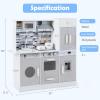 imageINFANS Play Kitchen for Kids Wooden Kids Play Kitchen Playset with Realistic Light ampamp Sounds Pots Pan Microwave Sink Children Pretend Cooking Toy Set Gift for Toddler Boys Girls Ages 3Grey