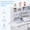 imageINFANS Play Kitchen for Kids Wooden Kids Play Kitchen Playset with Realistic Light ampamp Sounds Pots Pan Microwave Sink Children Pretend Cooking Toy Set Gift for Toddler Boys Girls Ages 3Grey