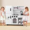 imageINFANS Play Kitchen for Kids Wooden Kids Play Kitchen Playset with Realistic Light ampamp Sounds Pots Pan Microwave Sink Children Pretend Cooking Toy Set Gift for Toddler Boys Girls Ages 3White
