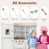 imageINFANS Play Kitchen for Kids Wooden Kids Play Kitchen Playset with Realistic Light ampamp Sounds Pots Pan Microwave Sink Children Pretend Cooking Toy Set Gift for Toddler Boys Girls Ages 3Creamy White
