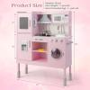 imageINFANS Play Kitchen for Kids Wooden Kids Play Kitchen Playset with Realistic Light ampamp Sounds Pots Pan Microwave Sink Children Pretend Cooking Toy Set Gift for Toddler Boys Girls Ages 3Pink
