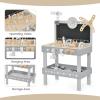 imageINFANS Tool Bench Set for Toddlers Kids Wooden Workbench with Blackboard Construction Building Tools and 62 Accessories Creative Realistic Pretend Play Workshop Gift for Boys GirlsGrey