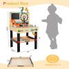 imageINFANS Tool Bench Set for Toddlers Kids Wooden Workbench with Blackboard Construction Building Tools and 62 Accessories Creative Realistic Pretend Play Workshop Gift for Boys GirlsYellow