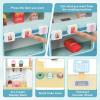 imageINFANS Wooden Grocery Store Marketplace Toy Market Stand Shop Pretend Play Set with Universal Wheel Food Scale Cash Register Beverage Rack 30 Accessories Gift for Ages 3Green