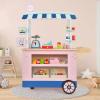 imageINFANS Wooden Grocery Store Marketplace Toy Market Stand Shop Pretend Play Set with Universal Wheel Food Scale Cash Register Beverage Rack 30 Accessories Gift for Ages 3Pink