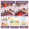 imageINFANS Wooden Grocery Store Marketplace Toy Market Stand Shop Pretend Play Set with Universal Wheel Food Scale Cash Register Beverage Rack 30 Accessories Gift for Ages 3Peach Pink