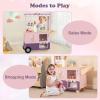 imageINFANS Wooden Grocery Store Marketplace Toy Market Stand Shop Pretend Play Set with Universal Wheel Food Scale Cash Register Beverage Rack 30 Accessories Gift for Ages 3Peach Pink