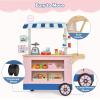 imageINFANS Wooden Grocery Store Marketplace Toy Market Stand Shop Pretend Play Set with Universal Wheel Food Scale Cash Register Beverage Rack 30 Accessories Gift for Ages 3Pink