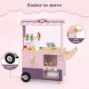 imageINFANS Wooden Grocery Store Marketplace Toy Market Stand Shop Pretend Play Set with Universal Wheel Food Scale Cash Register Beverage Rack 30 Accessories Gift for Ages 3Peach Pink