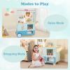 imageINFANS Wooden Grocery Store Marketplace Toy Market Stand Shop Pretend Play Set with Universal Wheel Food Scale Cash Register Beverage Rack 30 Accessories Gift for Ages 3Green