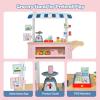 imageINFANS Wooden Grocery Store Marketplace Toy Market Stand Shop Pretend Play Set with Universal Wheel Food Scale Cash Register Beverage Rack 30 Accessories Gift for Ages 3Pink