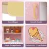 imageINFANS Wooden Grocery Store Marketplace Toy Market Stand Shop Pretend Play Set with Universal Wheel Food Scale Cash Register Beverage Rack 30 Accessories Gift for Ages 3Peach Pink