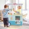 imageINFANS Wooden Grocery Store Marketplace Toy Market Stand Shop Pretend Play Set with Universal Wheel Food Scale Cash Register Beverage Rack 30 Accessories Gift for Ages 3Green