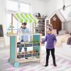 imageINFANS Wooden Grocery Store Marketplace Toy Supermarket Pretend Play Extra Storage 6 Ice Creams Scales Bells Chalkboards Fun Indoor Farmers Market Stand Set Gift for Ages 3