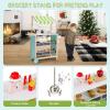 imageINFANS Wooden Grocery Store Marketplace Toy Supermarket Pretend Play Extra Storage 6 Ice Creams Scales Bells Chalkboards Fun Indoor Farmers Market Stand Set Gift for Ages 3
