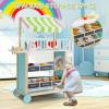 imageINFANS Wooden Grocery Store Marketplace Toy Supermarket Pretend Play Extra Storage 6 Ice Creams Scales Bells Chalkboards Fun Indoor Farmers Market Stand Set Gift for Ages 3